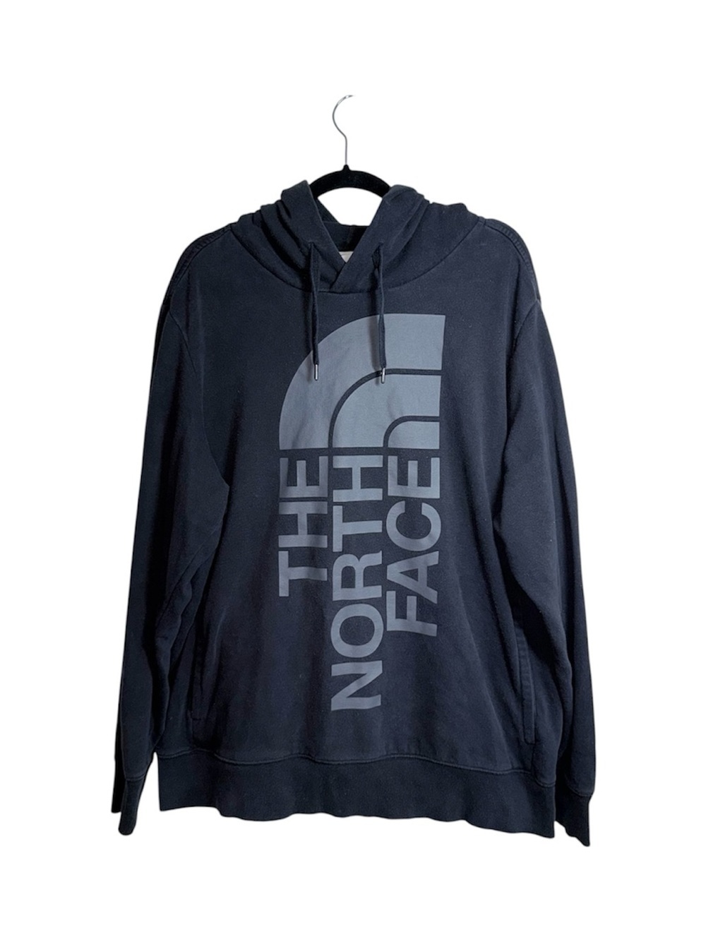 The North Face Men’s Trivet Hoodie Sweatshirt Black Gray Logo Pullover Xlarge
